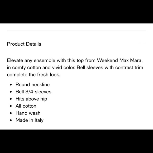 WEEKEND MAXMARA Nerone Bell Sleeve Tee Shirt Top Blouse Blue Mercerized Cotton - Picture 4 of 13